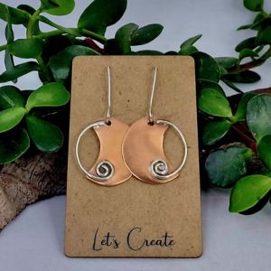 Home sc002 sterling silver and copper disk hanging earrings